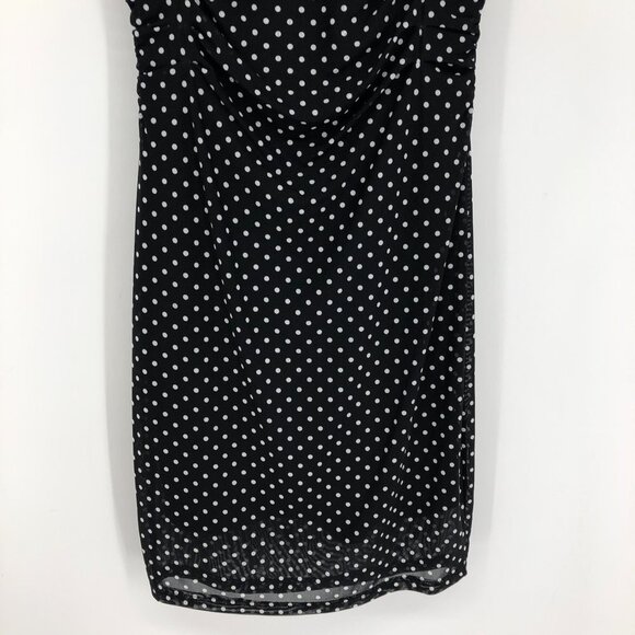 Le Chateau Black white Polka Dot  short sleeve ruched NWT Dress Medium - Picture 14 of 16
